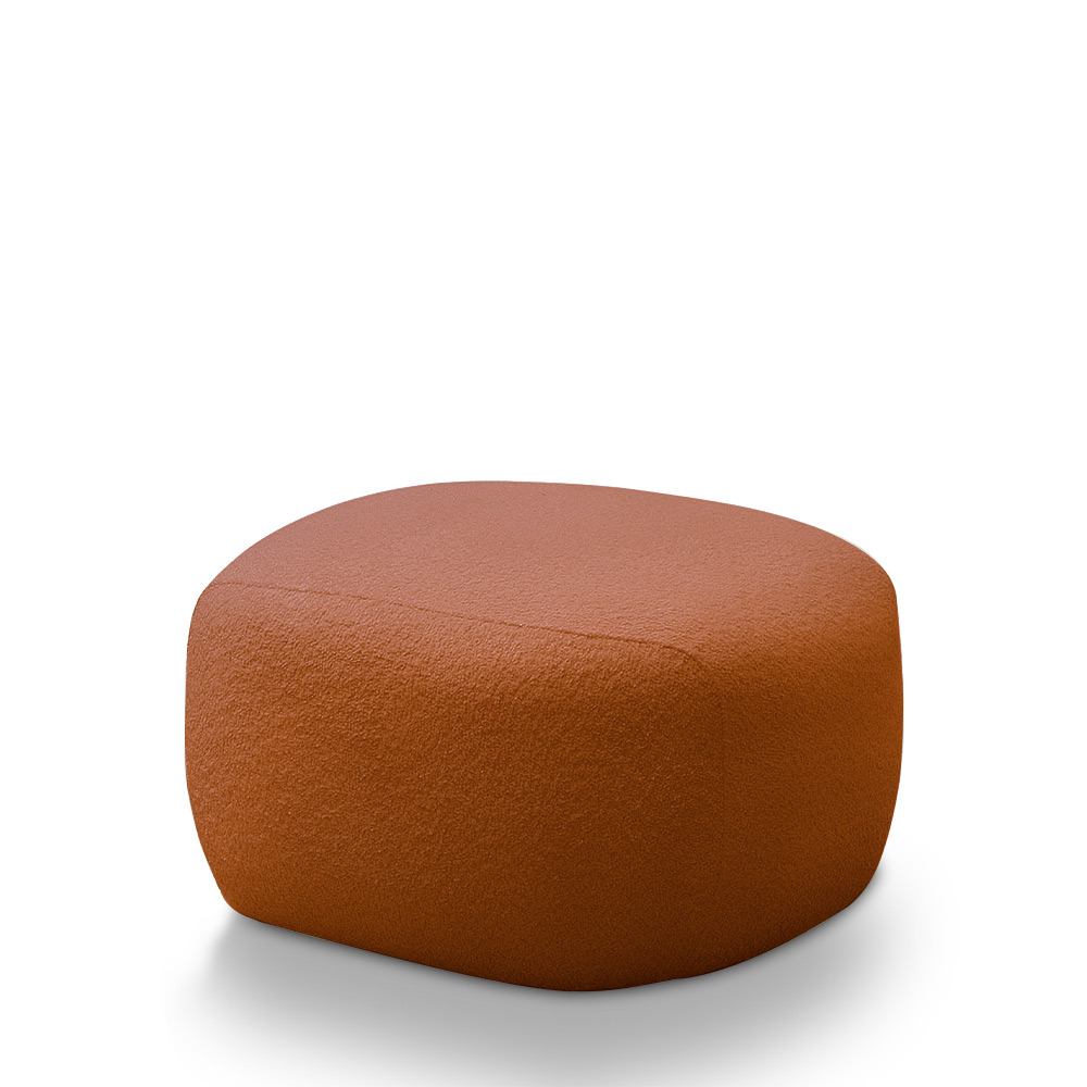 Conjunto Poltrona Base Fixa e Puff Decorativo Charlote Sala de Estar Bouclê Terracota G88 - Gran Belo