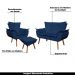 Conjunto Poltrona Puff e Namoradeira Pés Palito Charger Suede Azul Marinho G19 - Gran Belo