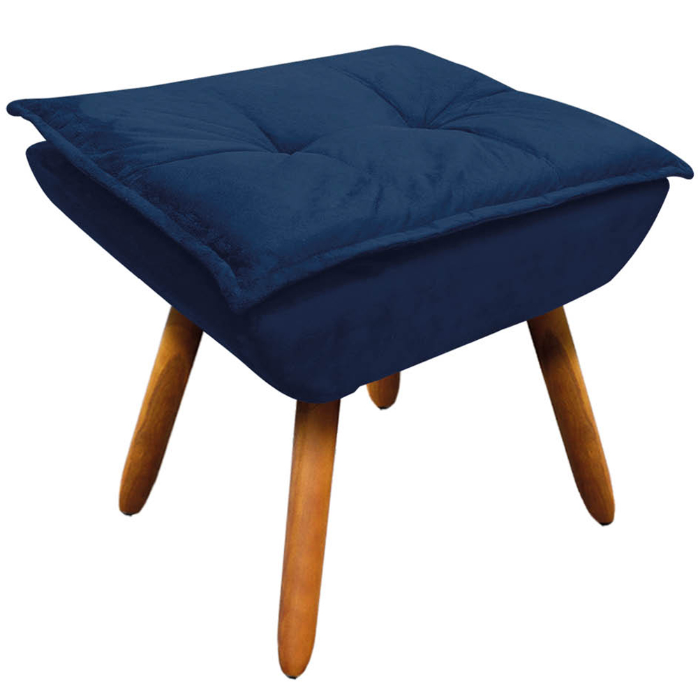 Conjunto Poltrona Puff e Namoradeira Pés Palito Charger Suede Azul Marinho G19 - Gran Belo