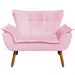 Conjunto Poltrona Puff e Namoradeira Pés Palito Charger Suede Rosa G19 - Gran Belo
