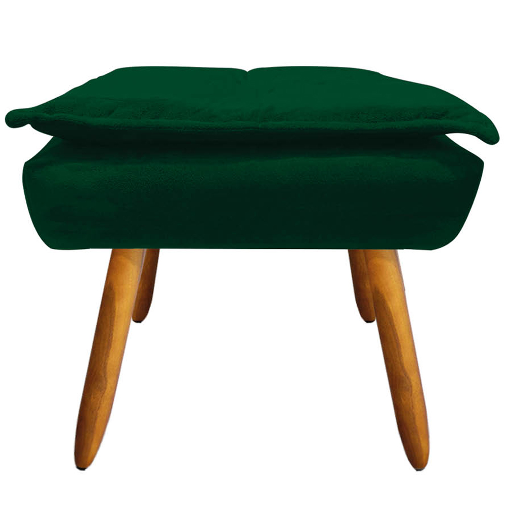 Conjunto Poltrona Puff e Namoradeira Pés Palito Charger Suede Verde G19 - Gran Belo