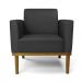 Conjunto Poltrona e Namoradeira Decorativa Isabella Pés Fixo em Madeira Castanho PU Preto G19 - Gran Belo