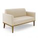 Conjunto Poltrona e Namoradeira Decorativa Isabella Pés Fixo em Madeira Castanho Suede Bege G19 - Gran Belo