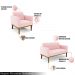 Conjunto Poltrona e Namoradeira Decorativa Isabella Pés Fixo em Madeira Castanho Suede Rosa Bebê G19 - Gran Belo