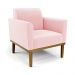 Conjunto Poltrona e Namoradeira Decorativa Isabella Pés Fixo em Madeira Castanho Suede Rosa Bebê G19 - Gran Belo