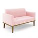 Conjunto Poltrona e Namoradeira Decorativa Isabella Pés Fixo em Madeira Castanho Suede Rosa Bebê G19 - Gran Belo