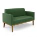 Conjunto Poltrona e Namoradeira Decorativa Isabella Pés Fixo em Madeira Castanho Suede Verde G19 - Gran Belo