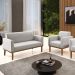 Conjunto Poltrona e Namoradeira Decorativa Isabella Pés Fixo em Madeira Castanho Veludo Cinza G19 - Gran Belo