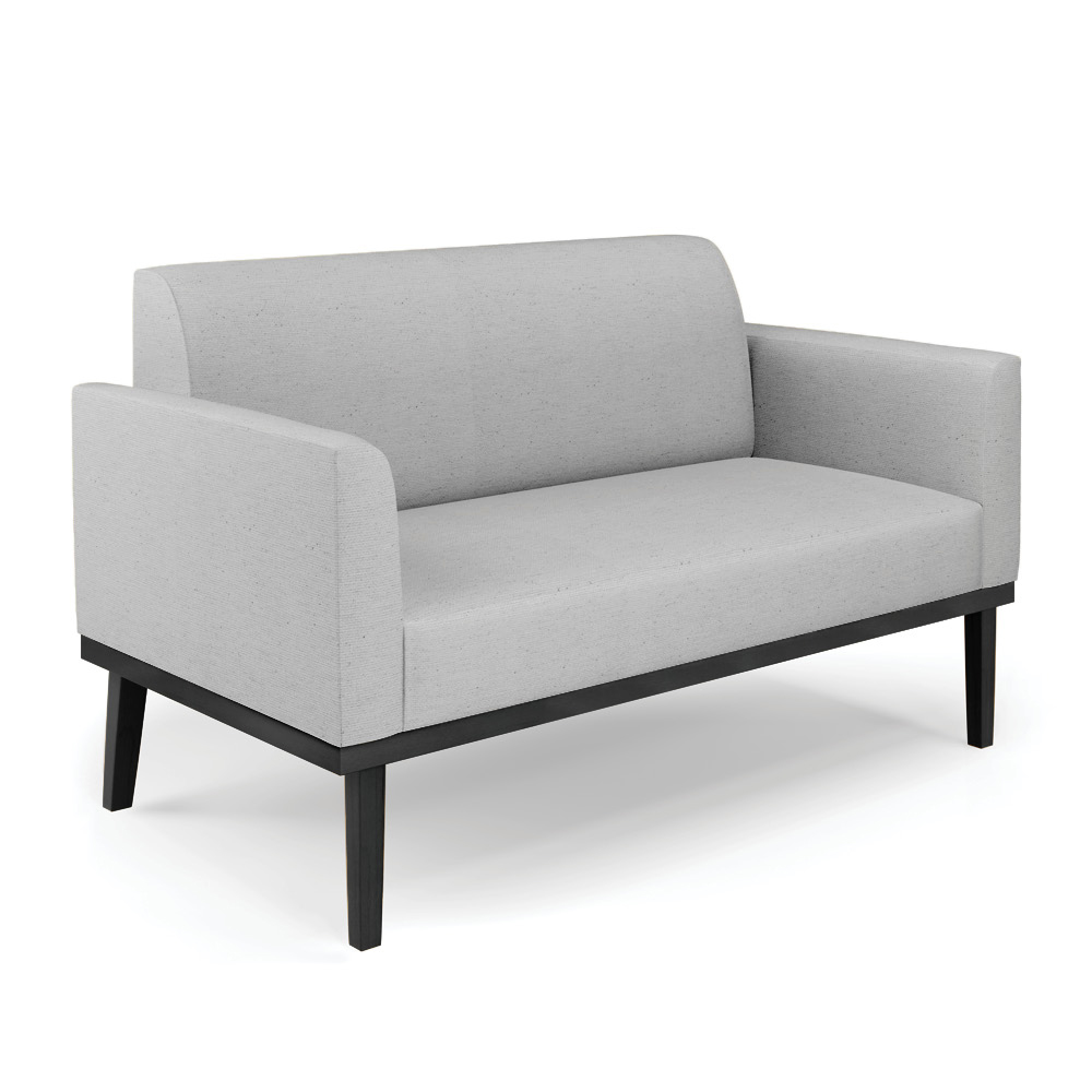 Conjunto Poltrona e Namoradeira Decorativa Isabella Pés Fixo em Madeira Preto Linho Cinza G19 - Gran Belo