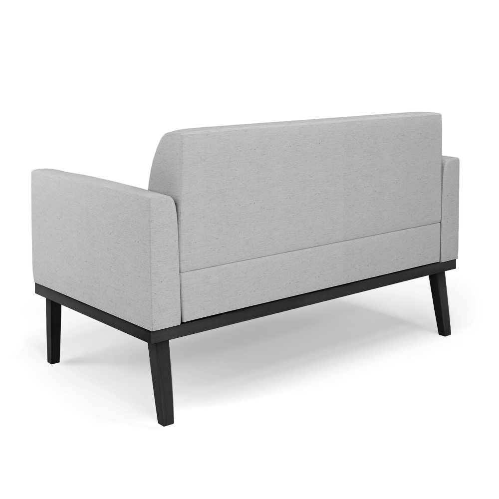 Conjunto Poltrona e Namoradeira Decorativa Isabella Pés Fixo em Madeira Preto Linho Cinza G19 - Gran Belo