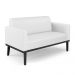 Conjunto Poltrona e Namoradeira Decorativa Isabella Pés Fixo em Madeira Preto PU Branco G19 - Gran Belo