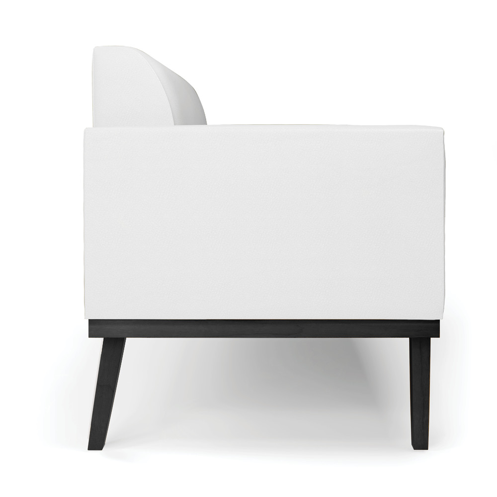Conjunto Poltrona e Namoradeira Decorativa Isabella Pés Fixo em Madeira Preto PU Branco G19 - Gran Belo