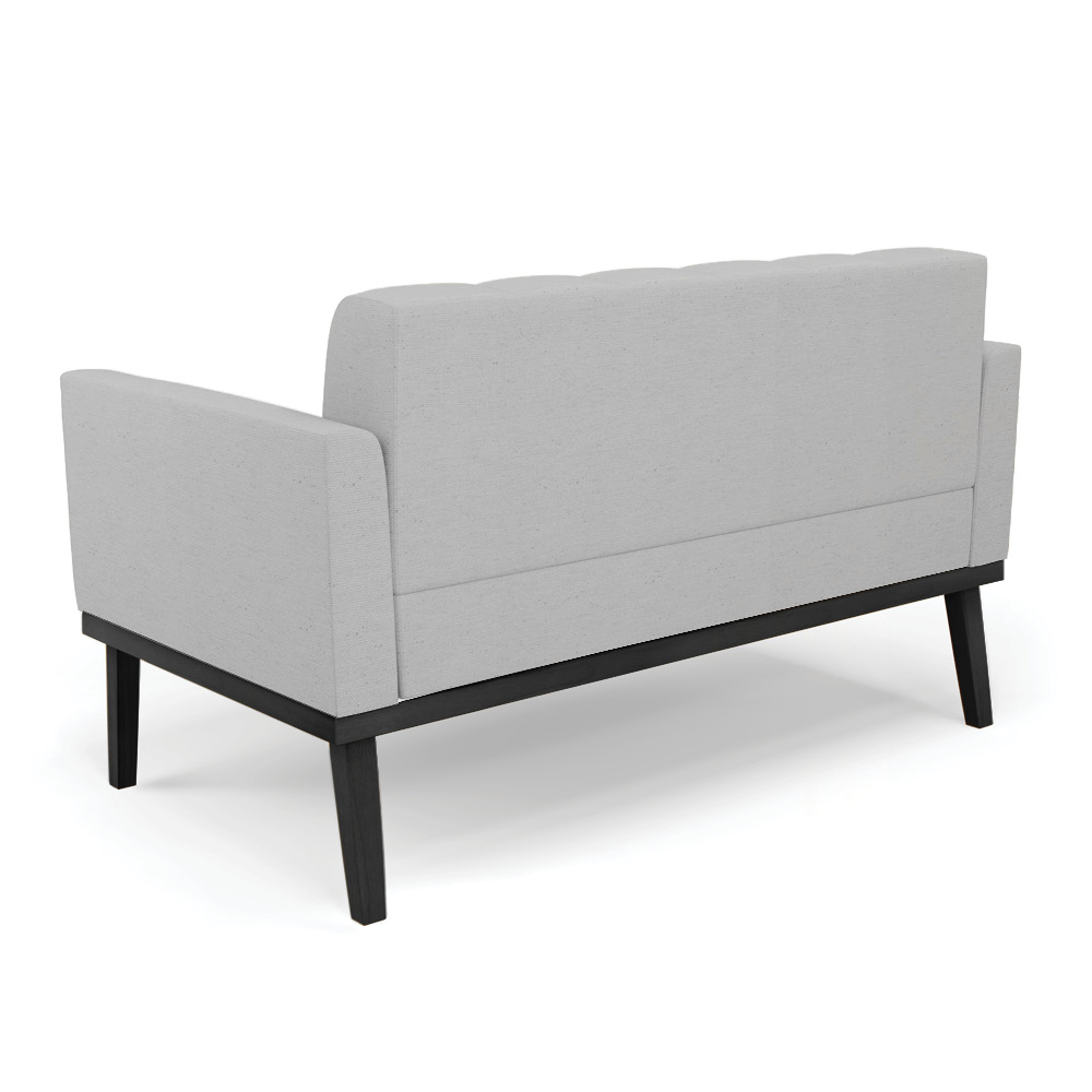 Conjunto Poltrona e Namoradeira Decorativa Karen Pés Fixo em Madeira Preto Linho Cinza G19 - Gran Belo