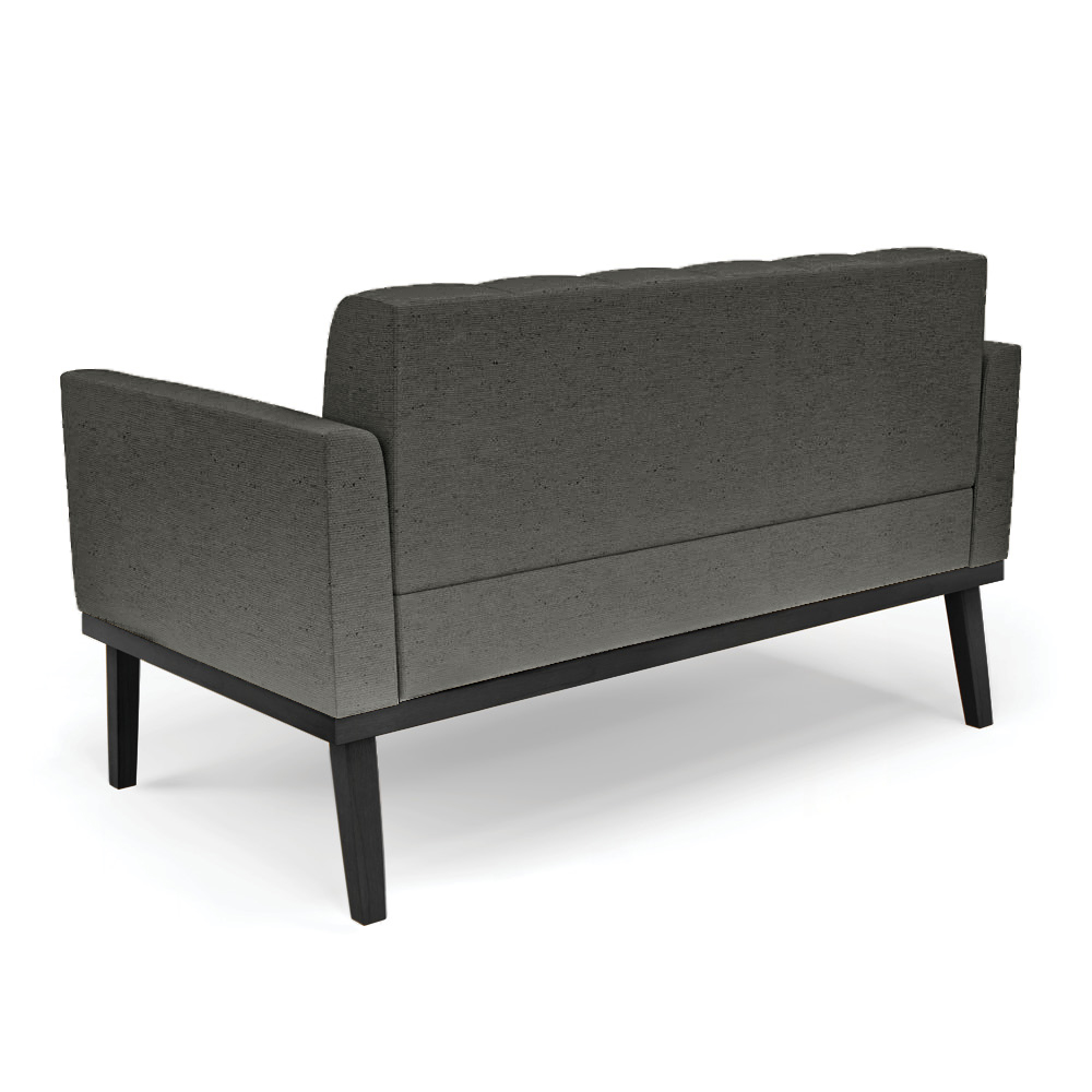 Conjunto Poltrona e Namoradeira Decorativa Karen Pés Fixo em Madeira Preto Linho Cinza Mesclado G19 - Gran Belo