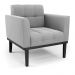 Conjunto Poltrona e Namoradeira Decorativa Karen Pés Fixo em Madeira Preto Suede Cinza G19 - Gran Belo
