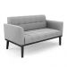 Conjunto Poltrona e Namoradeira Decorativa Karen Pés Fixo em Madeira Preto Suede Cinza G19 - Gran Belo