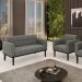 Conjunto Poltrona e Namoradeira Decorativa Karen Pés Fixo em Madeira Preto Suede Grafite G19 - Gran Belo