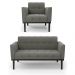 Conjunto Poltrona e Namoradeira Decorativa Karen Pés Fixo em Madeira Preto Suede Grafite G19 - Gran Belo