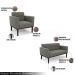 Conjunto Poltrona e Namoradeira Decorativa Karen Pés Fixo em Madeira Preto Suede Grafite G19 - Gran Belo