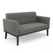 Conjunto Poltrona e Namoradeira Decorativa Karen Pés Fixo em Madeira Preto Suede Grafite G19 - Gran Belo
