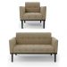 Conjunto Poltrona e Namoradeira Decorativa Karen Pés Fixo em Madeira Preto Suede Nude G19 - Gran Belo