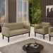 Conjunto Poltrona e Namoradeira Decorativa Karen Pés Fixo em Madeira Preto Suede Nude G19 - Gran Belo