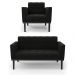 Conjunto Poltrona e Namoradeira Decorativa Karen Pés Fixo em Madeira Preto Suede Preto G19 - Gran Belo