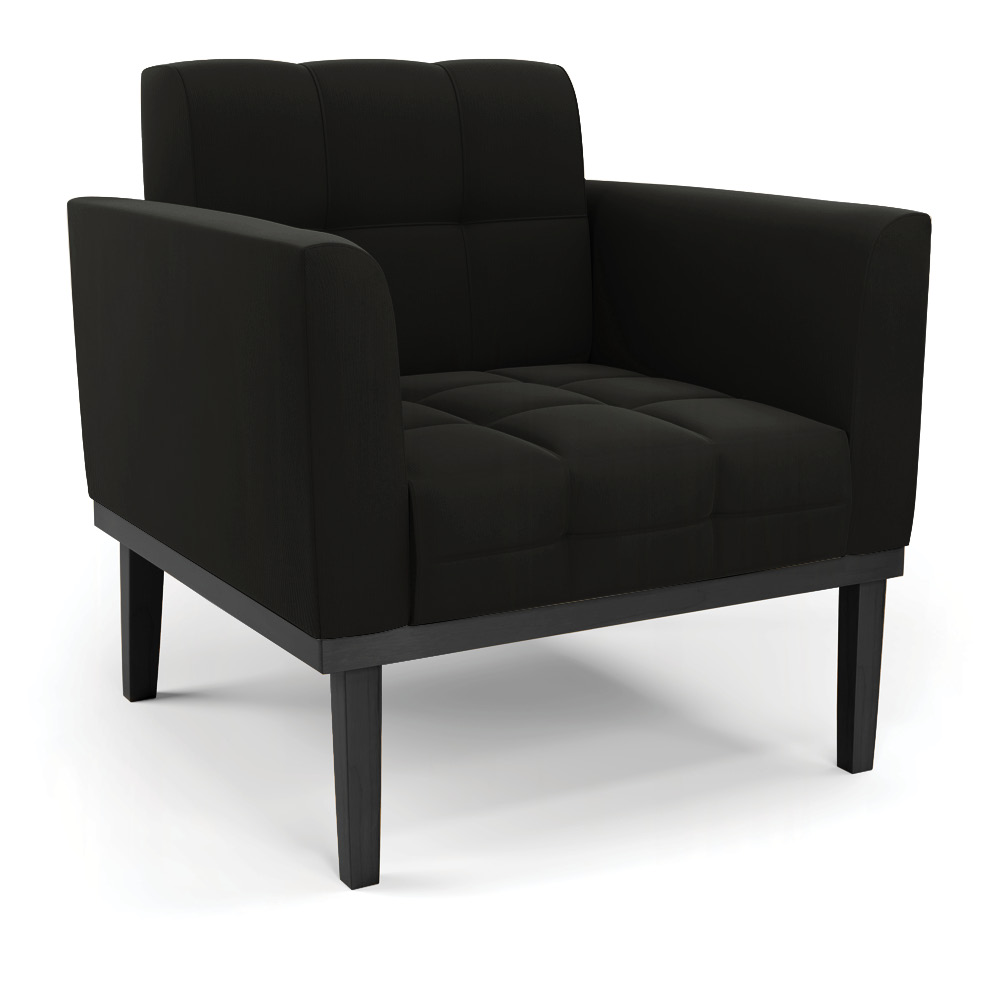 Conjunto Poltrona e Namoradeira Decorativa Karen Pés Fixo em Madeira Preto Suede Preto G19 - Gran Belo