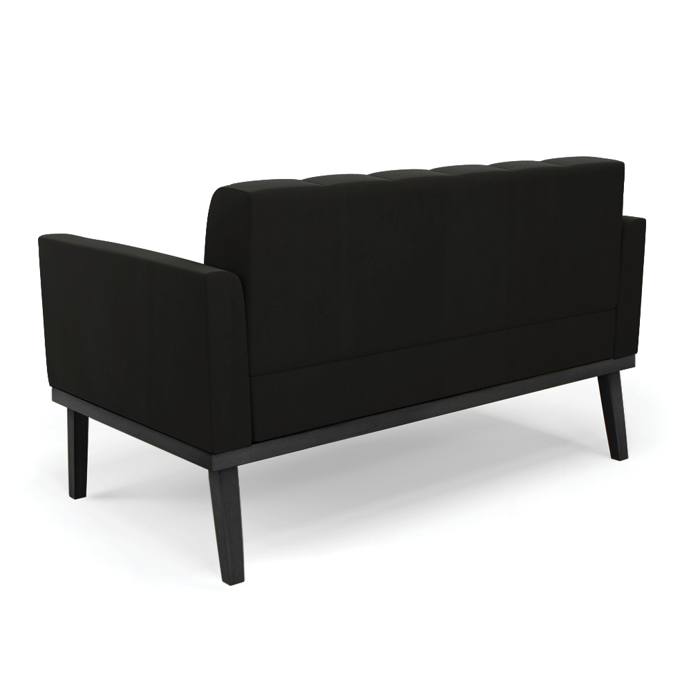 Conjunto Poltrona e Namoradeira Decorativa Karen Pés Fixo em Madeira Preto Suede Preto G19 - Gran Belo