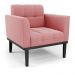 Conjunto Poltrona e Namoradeira Decorativa Karen Pés Fixo em Madeira Preto Suede Rose G19 - Gran Belo
