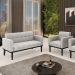 Conjunto Poltrona e Namoradeira Decorativa Karen Pés Fixo em Madeira Preto Veludo Cinza G19 - Gran Belo