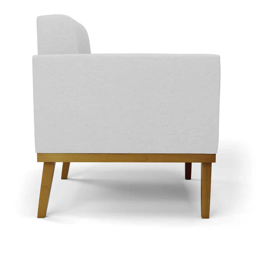 Conjunto Poltrona e Namoradeira Decorativas Karen Pés Fixo em Madeira Castanho Linho Cinza G19 - Gran Belo