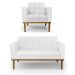 Conjunto Poltrona e Namoradeira Decorativas Karen Pés Fixo em Madeira Castanho PU Branco G19 - Gran Belo