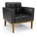 Conjunto Poltrona e Namoradeira Decorativas Karen Pés Fixo em Madeira Castanho PU Preto Brilho G19 - Gran Belo