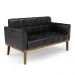 Conjunto Poltrona e Namoradeira Decorativas Karen Pés Fixo em Madeira Castanho PU Preto Brilho G19 - Gran Belo