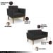 Conjunto Poltrona e Namoradeira Decorativas Karen Pés Fixo em Madeira Castanho PU Preto G19 - Gran Belo