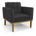 Conjunto Poltrona e Namoradeira Decorativas Karen Pés Fixo em Madeira Castanho PU Preto G19 - Gran Belo