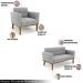 Conjunto Poltrona e Namoradeira Decorativas Karen Pés Fixo em Madeira Castanho Suede Cinza G19 - Gran Belo