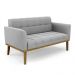 Conjunto Poltrona e Namoradeira Decorativas Karen Pés Fixo em Madeira Castanho Suede Cinza G19 - Gran Belo