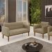 Conjunto Poltrona e Namoradeira Decorativas Karen Pés Fixo em Madeira Castanho Suede Nude G19 - Gran Belo