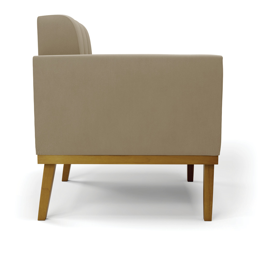 Conjunto Poltrona e Namoradeira Decorativas Karen Pés Fixo em Madeira Castanho Suede Nude G19 - Gran Belo
