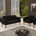 Conjunto Poltrona e Namoradeira Decorativas Karen Pés Fixo em Madeira Castanho Suede Preto G19 - Gran Belo
