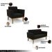 Conjunto Poltrona e Namoradeira Decorativas Karen Pés Fixo em Madeira Castanho Suede Preto G19 - Gran Belo