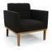 Conjunto Poltrona e Namoradeira Decorativas Karen Pés Fixo em Madeira Castanho Suede Preto G19 - Gran Belo
