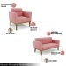 Conjunto Poltrona e Namoradeira Decorativas Karen Pés Fixo em Madeira Castanho Suede Rose G19 - Gran Belo