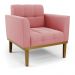 Conjunto Poltrona e Namoradeira Decorativas Karen Pés Fixo em Madeira Castanho Suede Rose G19 - Gran Belo