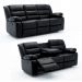 Conjunto Poltronas Sala de Cinema 2 e 3 Lugares Hollywood com Massagem/Aquecimento Elétrica PU Preto G31 - Gran Belo
