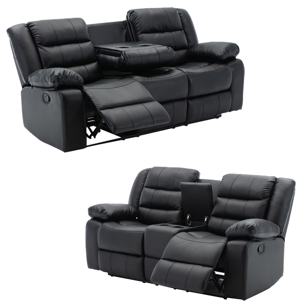 Conjunto Poltronas Sala de Cinema 2 e 3 Lugares Hollywood com Massagem/Aquecimento PU Preto G31 - Gran Belo