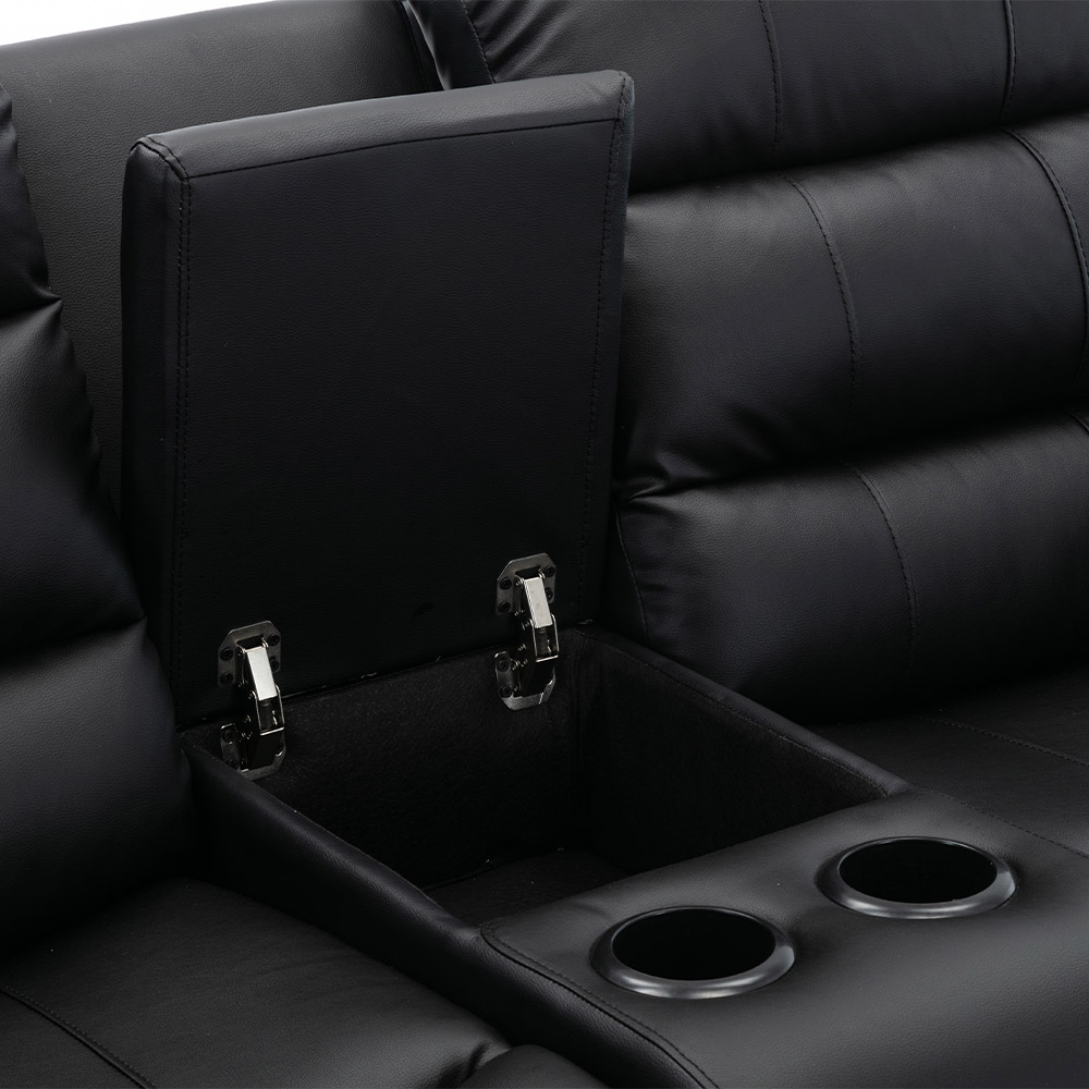 Conjunto Poltronas Sala de Cinema 2 e 3 Lugares Oscar com Massagem/Aquecimento PU Preto G31 - Laura Lar