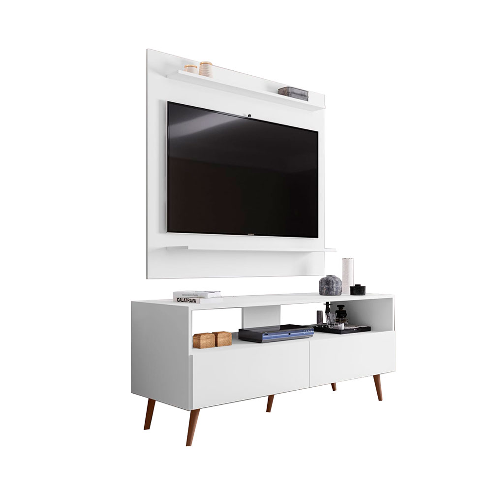 Conjunto Rack Bancada e Painel Adawi/Linden MDP/BP para TVs até 55 Branco G96 - Gran Belo